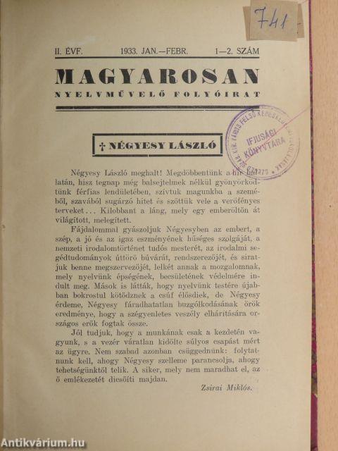 Magyarosan 1933. január-december