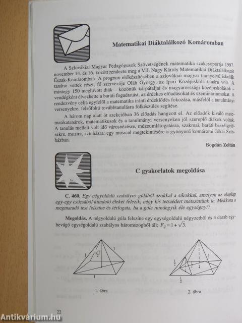 Középiskolai Matematikai és Fizikai lapok 1998. január-december