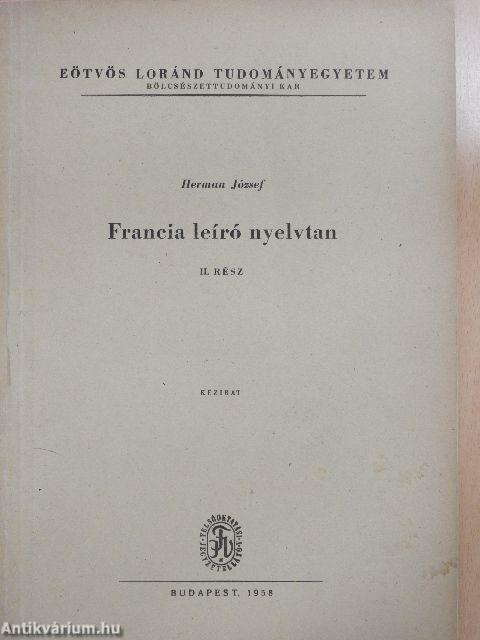 Francia leíró nyelvtan II.