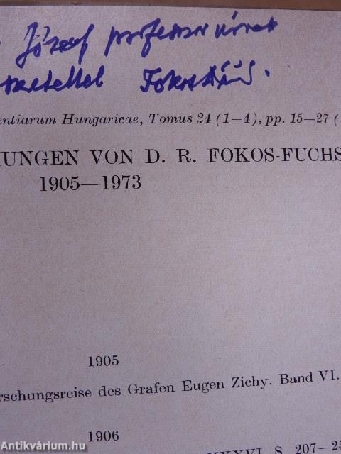 Veröffentlichungen von D. R. Fokos-Fuchs 1905-1973 (dedikált példány)