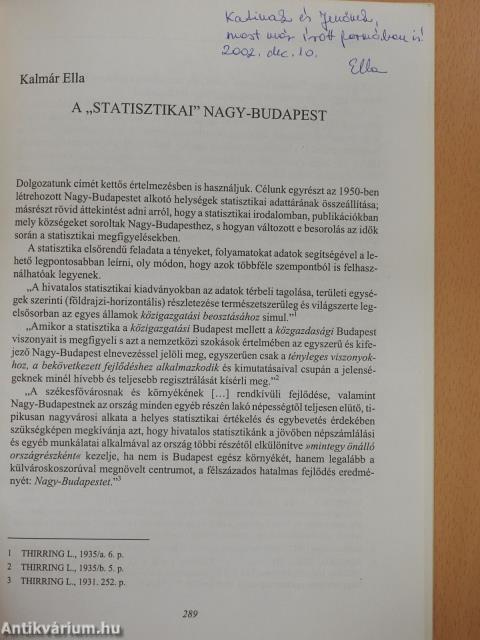 A "statisztikai" Nagy-Budapest (dedikált példány)