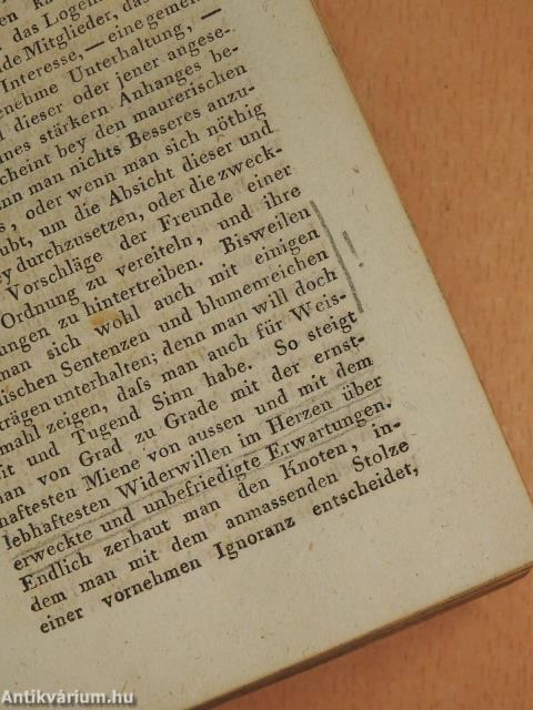 Fessler's sämmtliche Schriften über Freymaurerey I. (töredék)(rossz állapotú)