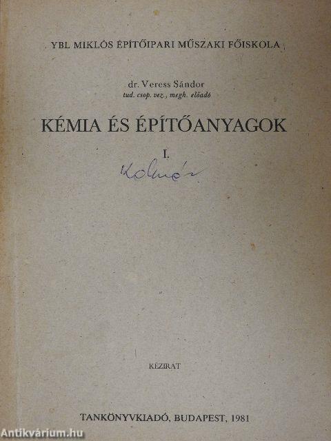 Kémia és építőanyagok I.