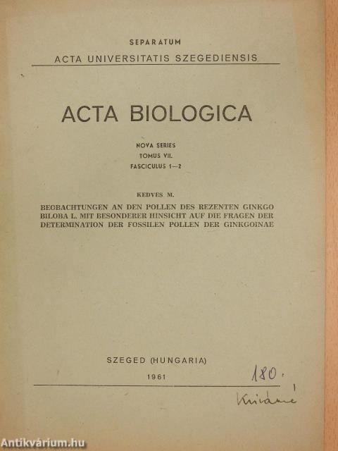 Beobachtungen an den pollen des rezenten ginkgo biloba l. mit besonderer hinsicht auf die fragen der determination der fossilen pollen der ginkgoinae (dedikált példány)