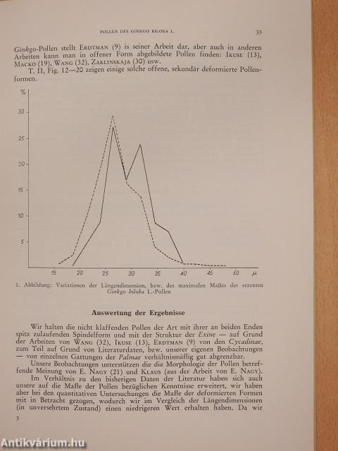 Beobachtungen an den pollen des rezenten ginkgo biloba l. mit besonderer hinsicht auf die fragen der determination der fossilen pollen der ginkgoinae (dedikált példány)