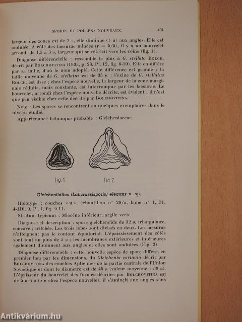 Spores et pollens nouveaux d'une Coupe de la Briqueterie d'Eger (Hongrie) (dedikált példány)