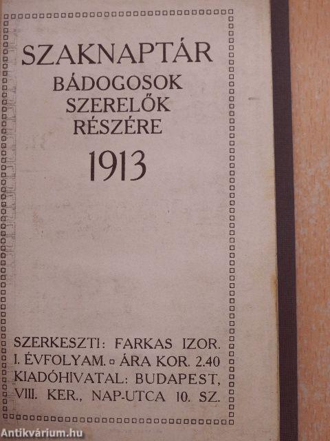 Szaknaptár bádogosok, szerelők részére 1913.