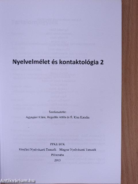 Nyelvelmélet és kontaktológia 2