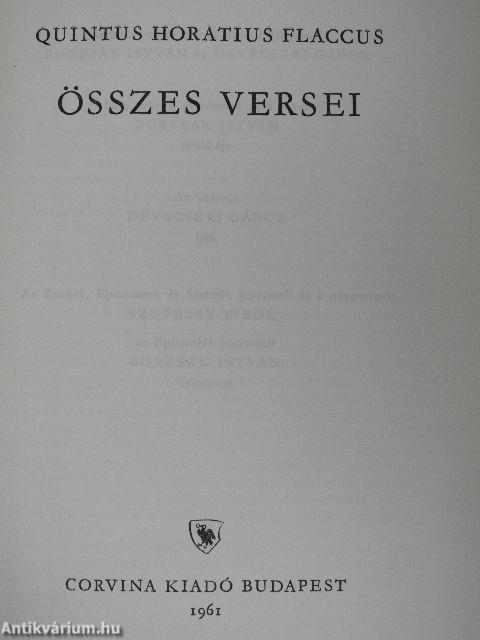 Quintus Horatius Flaccus összes versei