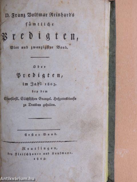 D. Franz Volkmar Reinhard's sämtliche Predigten I-II. (gótbetűs)