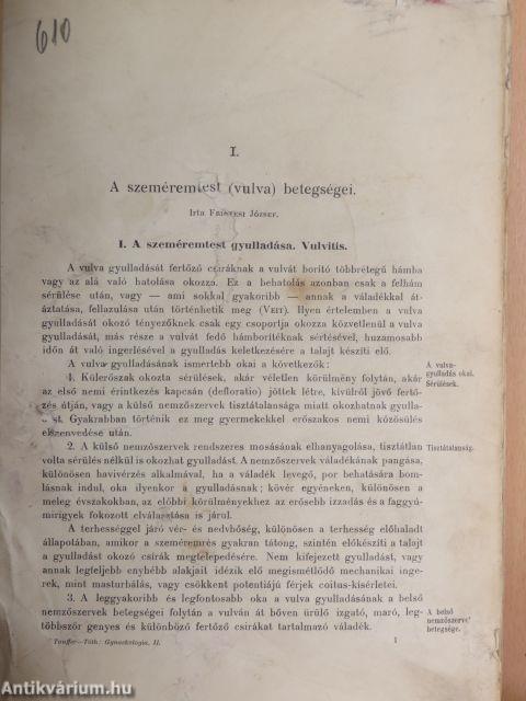 A nőgyógyászat kézikönyve II. (töredék)