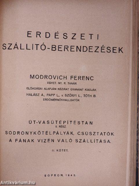 Erdészeti szállító-berendezések I/1-2.