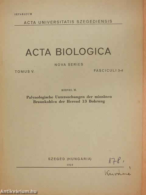 Palynologische Untersuchungen der miozänen Braunkohlen der Herend 13 Bohrung (dedikált példány)