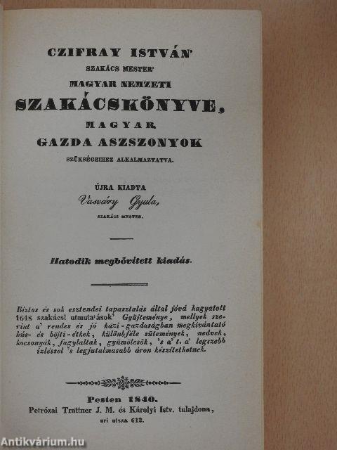 Czifray István szakács mester magyar nemzeti szakácskönyve