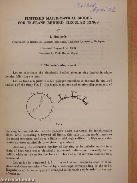 Finitized Mathematical model for in-plane bedded circular rings (dedikált példány)