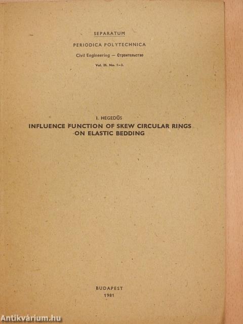 Influence function of skew circular rings on elastic bedding (dedikált példány)