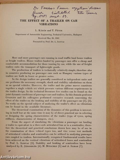 The effect of a trailer in car vibrations (dedikált példány)