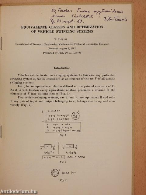 Equivalence classes and optimization of vehicle swinging systems (dedikált példány)