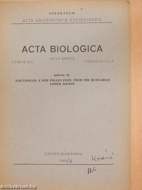 Nagyipollis, a new pollen Fgen. from the Hungarian lower eocene (dedikált példány)