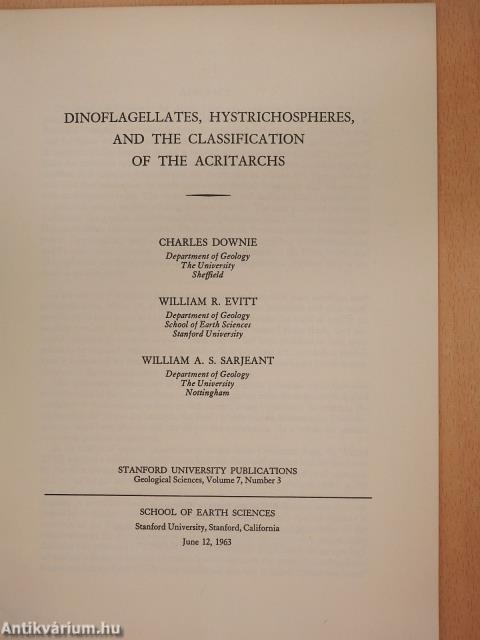 Dinoflagellates, hystrichospheres, and the classification of the acritarchs (aláírt példány)