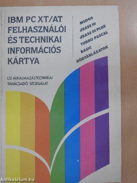 IBM PC XT/AT felhasználói és technikai információs kártya