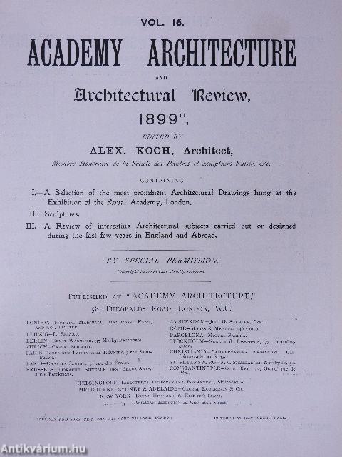 Academy Architecture and Architectural Review 1899/1-2., 1900/1-2.