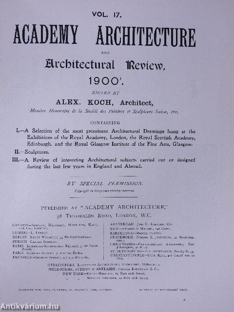 Academy Architecture and Architectural Review 1899/1-2., 1900/1-2.