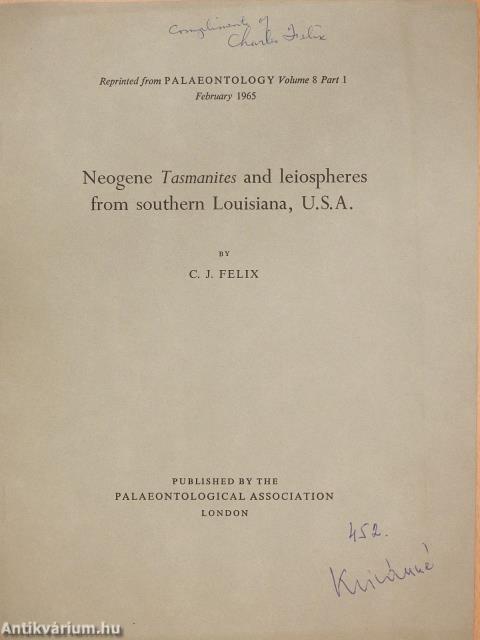 Neogene Tasmanites and leiospheres from southern Louisiana, U. S. A. (dedikált példány)