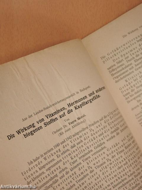 Die Wirkung von Vitaminen, Hormonen und anderen biogenen Stoffen auf die Kapillargefässe (dedikált példány)