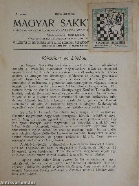 Magyar Sakkvilág 1927. március