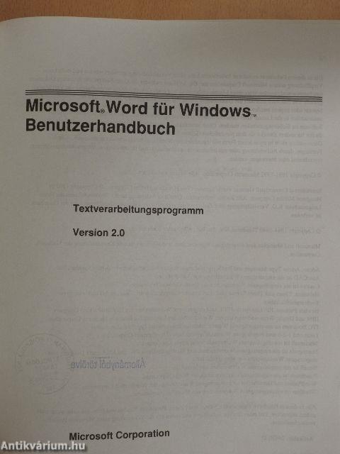 Microsoft Word für Windows 1-2.