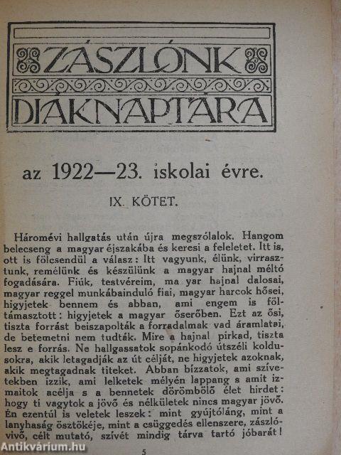 Zászlónk diáknaptára 1922-23.