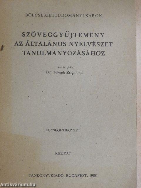 Szöveggyűjtemény az általános nyelvészet tanulmányozásához