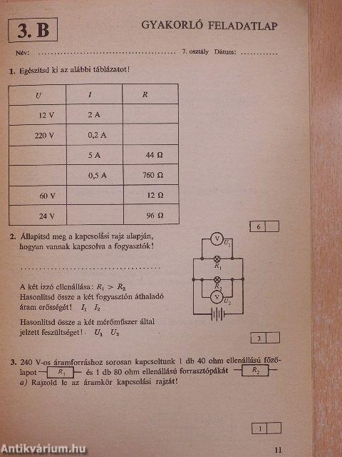 Fizika 7. - Feladatlapok