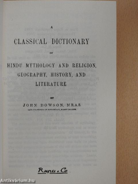 A Classical Dictionary of Hindu Mythology and Religion, Geography, History, and Literature