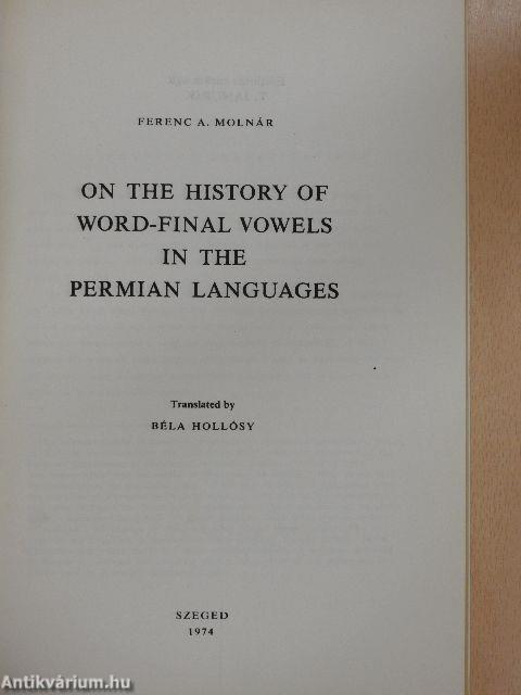 On the History of Word-Final Vowels in the Permian Languages