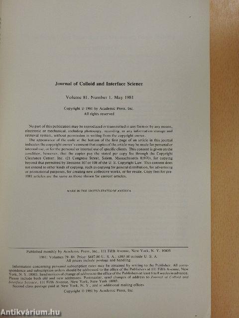 Journal of Colloid and Interface Science, May 1981