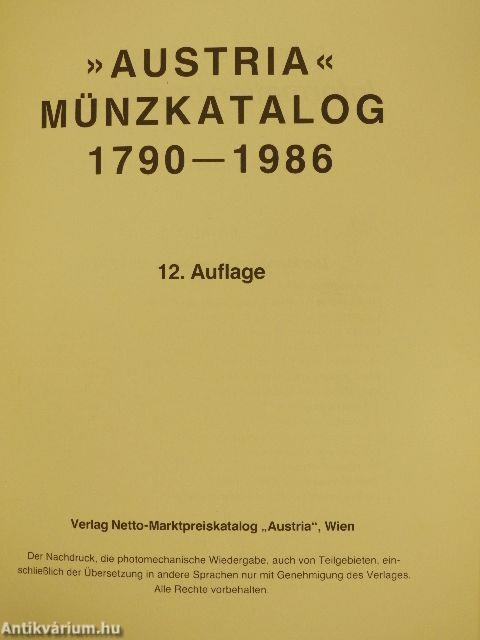 »Austria« Münzkatalog 1790-1986