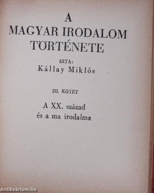 A magyar irodalom története I-III.