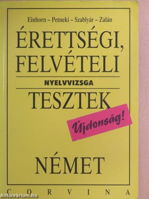 Érettségi, felvételi nyelvvizsga tesztek - Német