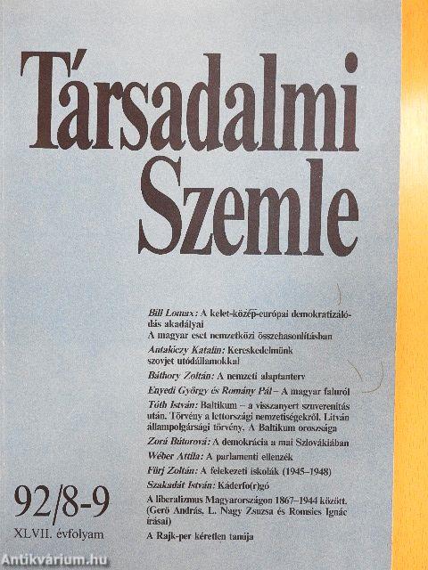 Társadalmi Szemle 1992. augusztus-szeptember