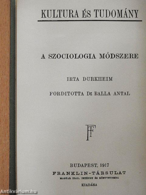 A szociologia módszere