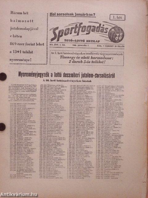 Sportfogadás 1968. (nem teljes évfolyam)