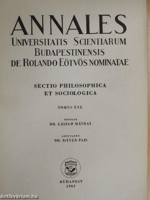 Annales Universitatis Scientiarum Budapestinensis de Rolando Eötvös Nominatae XVI.