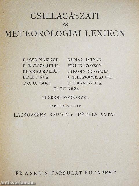 Csillagászati és Meteorológiai Lexikon