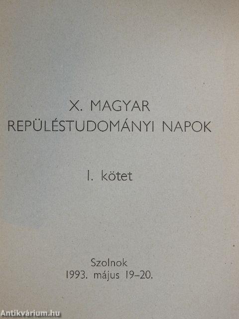 X. Magyar Repüléstudományi Napok I-II.