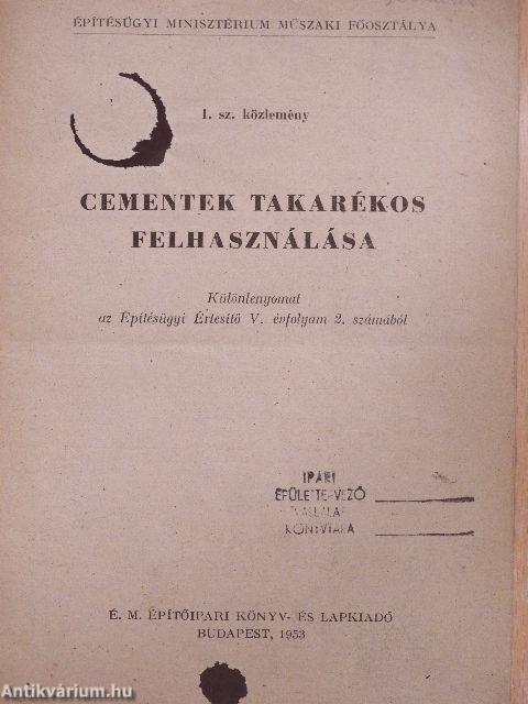 Cementek takarékos felhasználása