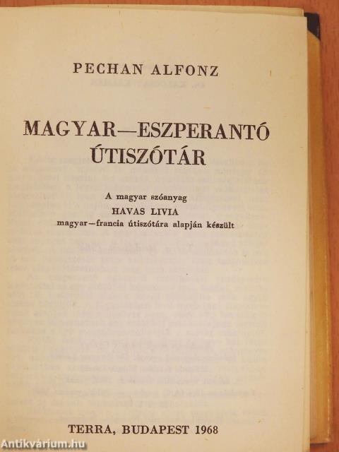 Magyar-Eszperantó/Eszperantó-Magyar útiszótár