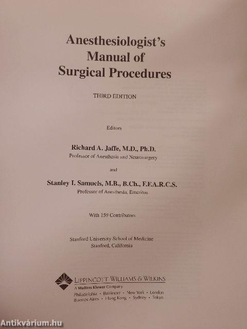 Anesthesiologist's Manual of Surgical Procedures