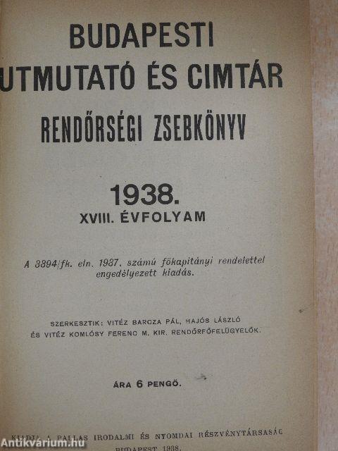 Budapesti utmutató és cimtár 1938.